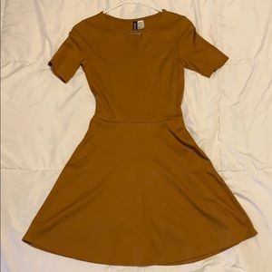 Mustard Yellow Ribbed A-Line Dress